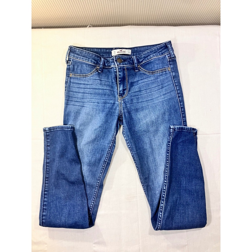 Hollister Jeans Women W27 L29 Skinny Mid‎ Rise Blue Denim Stretch